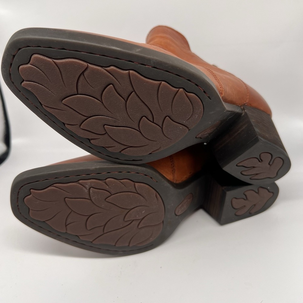 Born Ankle Boots Women's 11 Garcia Brown Leather Block‎ Heel Boho Chelsea Shoes - Picture 7 of 9